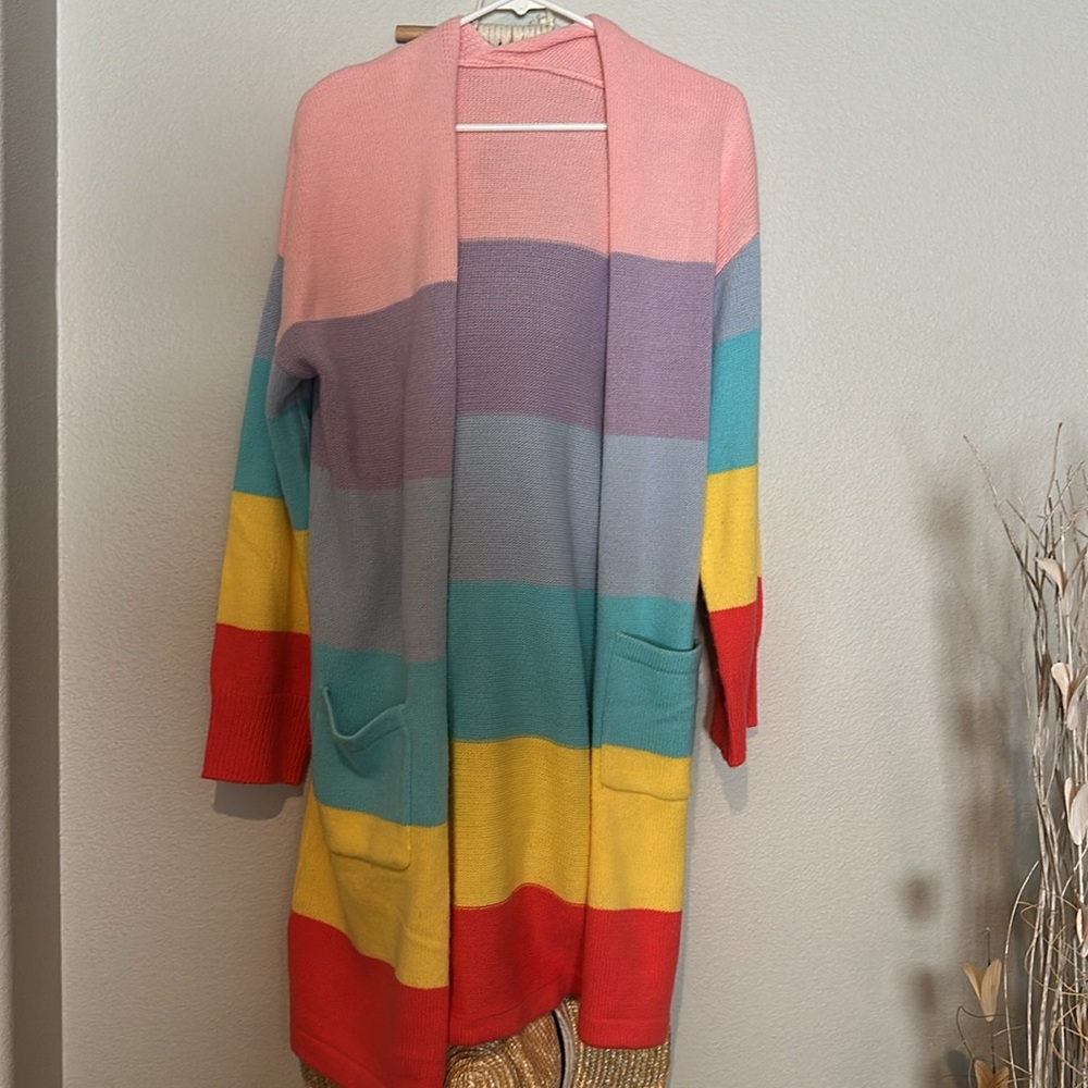 Rainbow striped cardigan